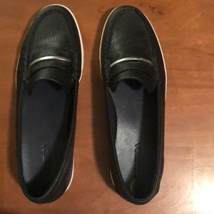 Worn leather casual flats